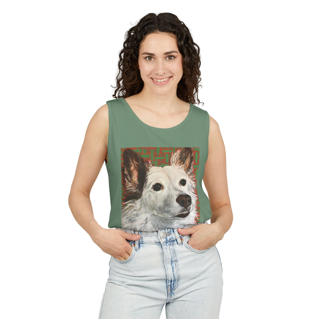 WhiteDog Portrait - Tank Top with Pop-Art Dog Portrait — Cute Pet Graphic Tank