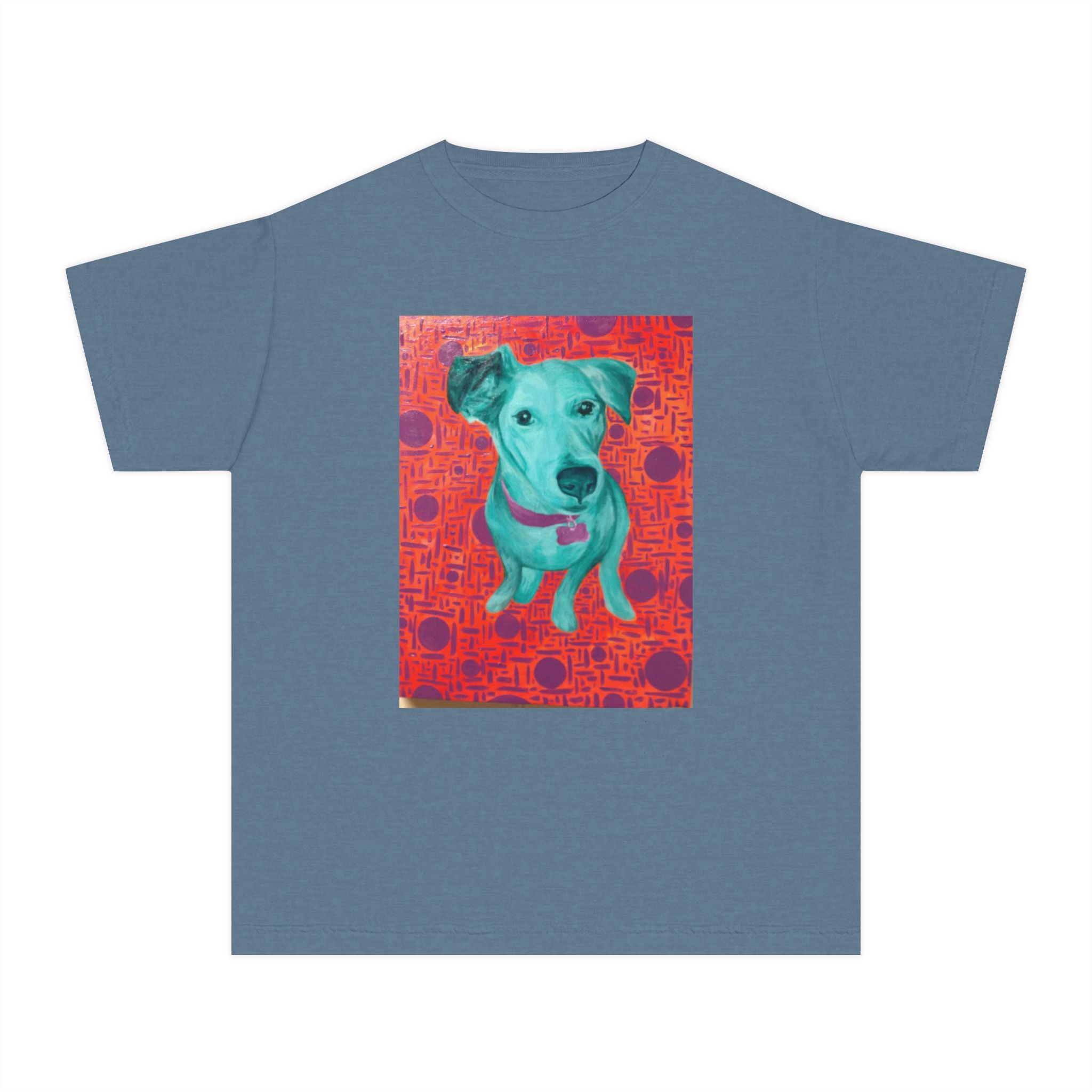 White Dog - Youth Tee — Colorful Pop-Art Puppy Graphic Kids T-Shirt