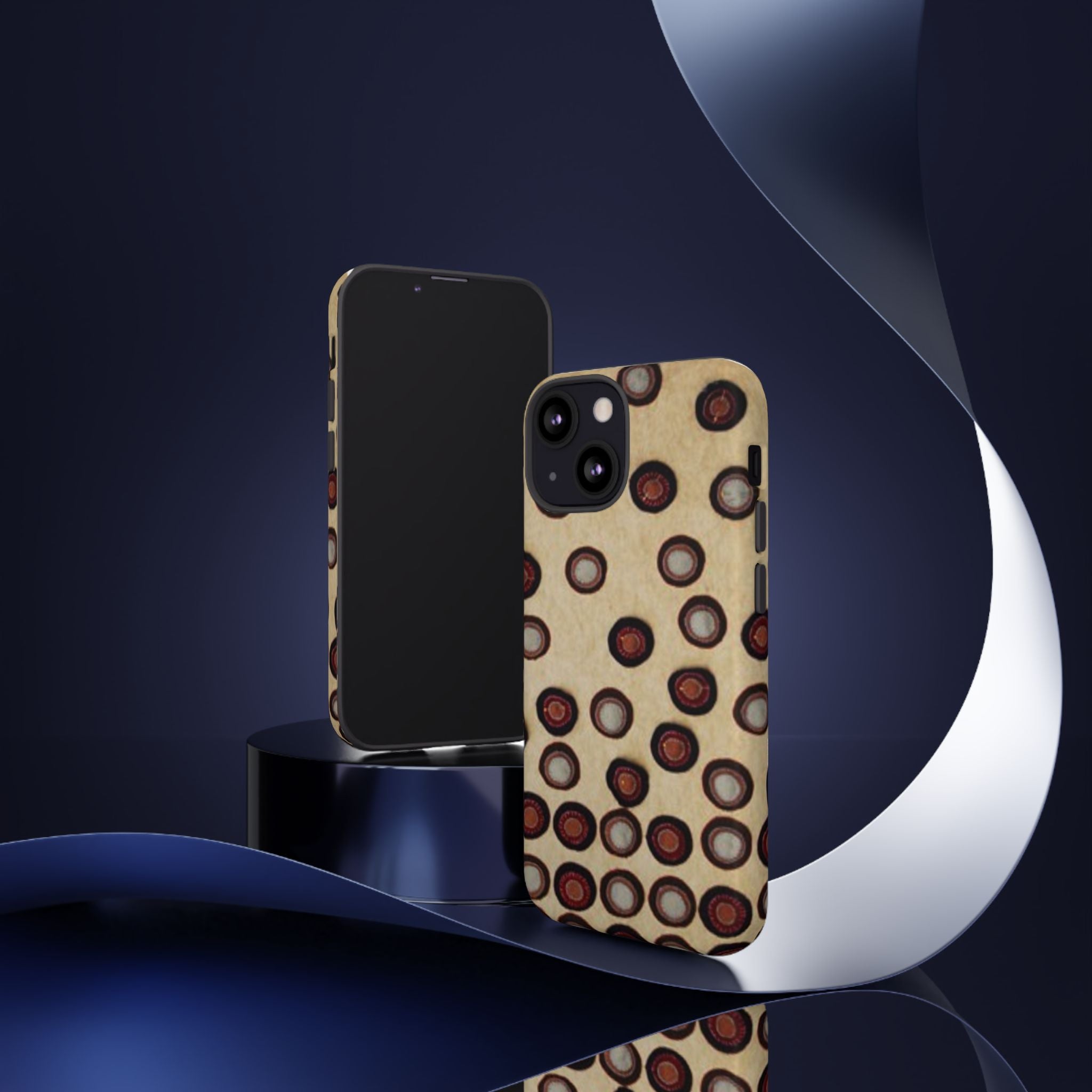 Penny Rug - Retro Dot Pattern Phone Case — Vintage Beige Circles Protective Cover