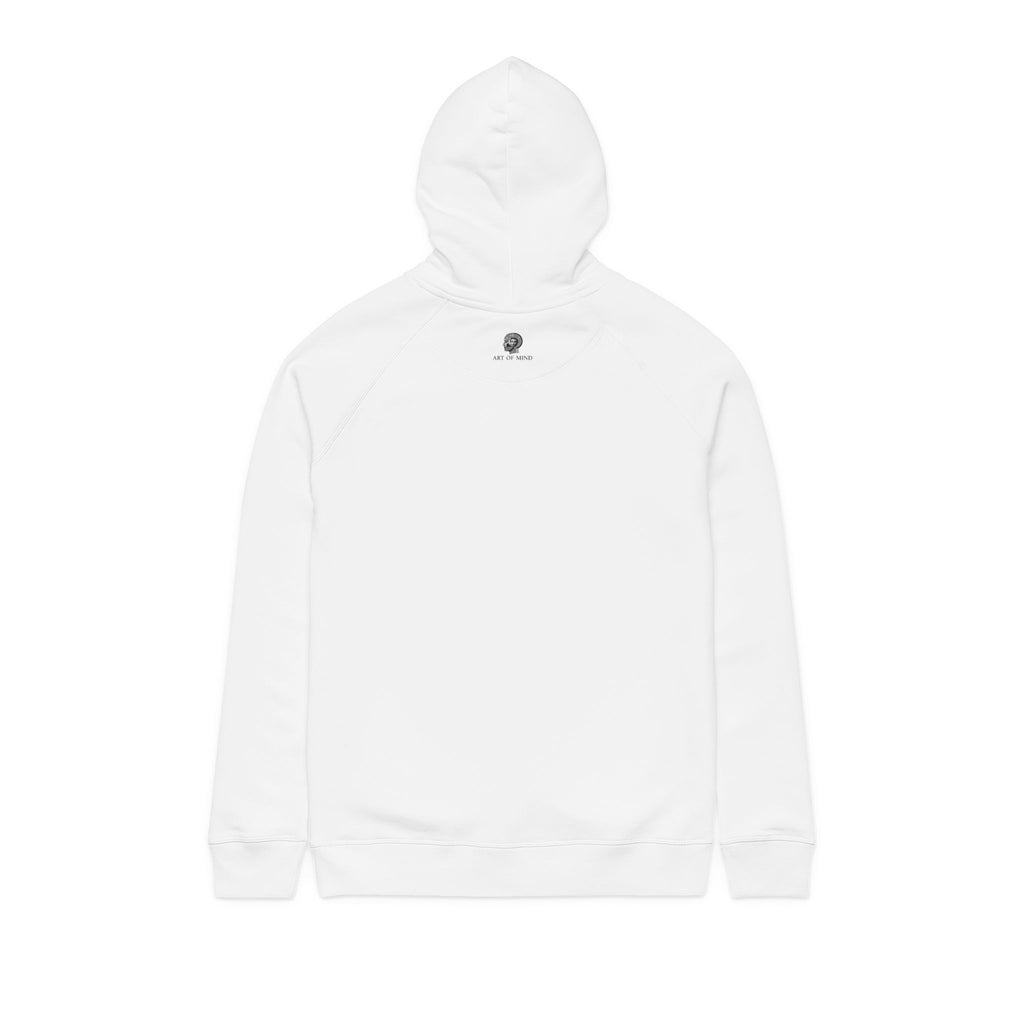 Black Cat Portrait -Organic Side‑Pocket Hoodie — Minimal White Pullover