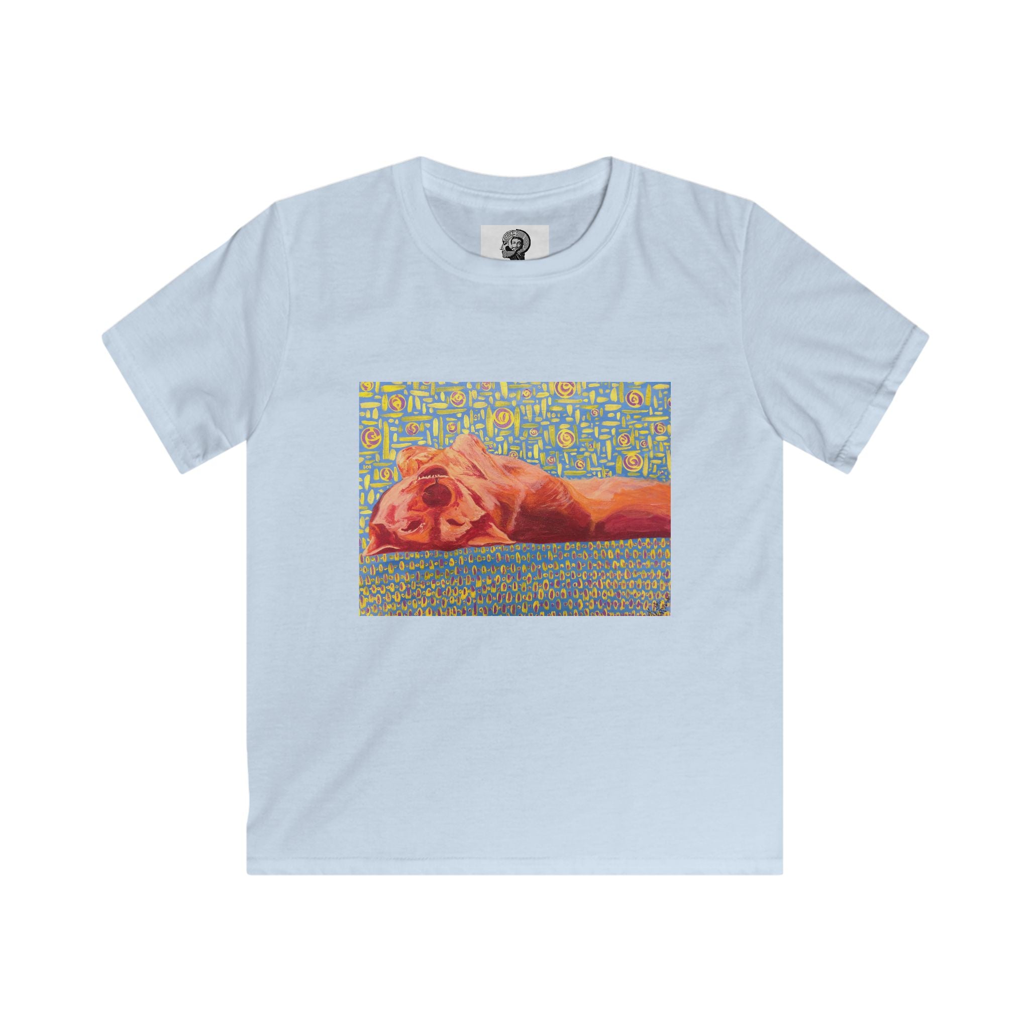 Dog on Back - Kids Tee — Colorful Sleeping Dog Art Print
