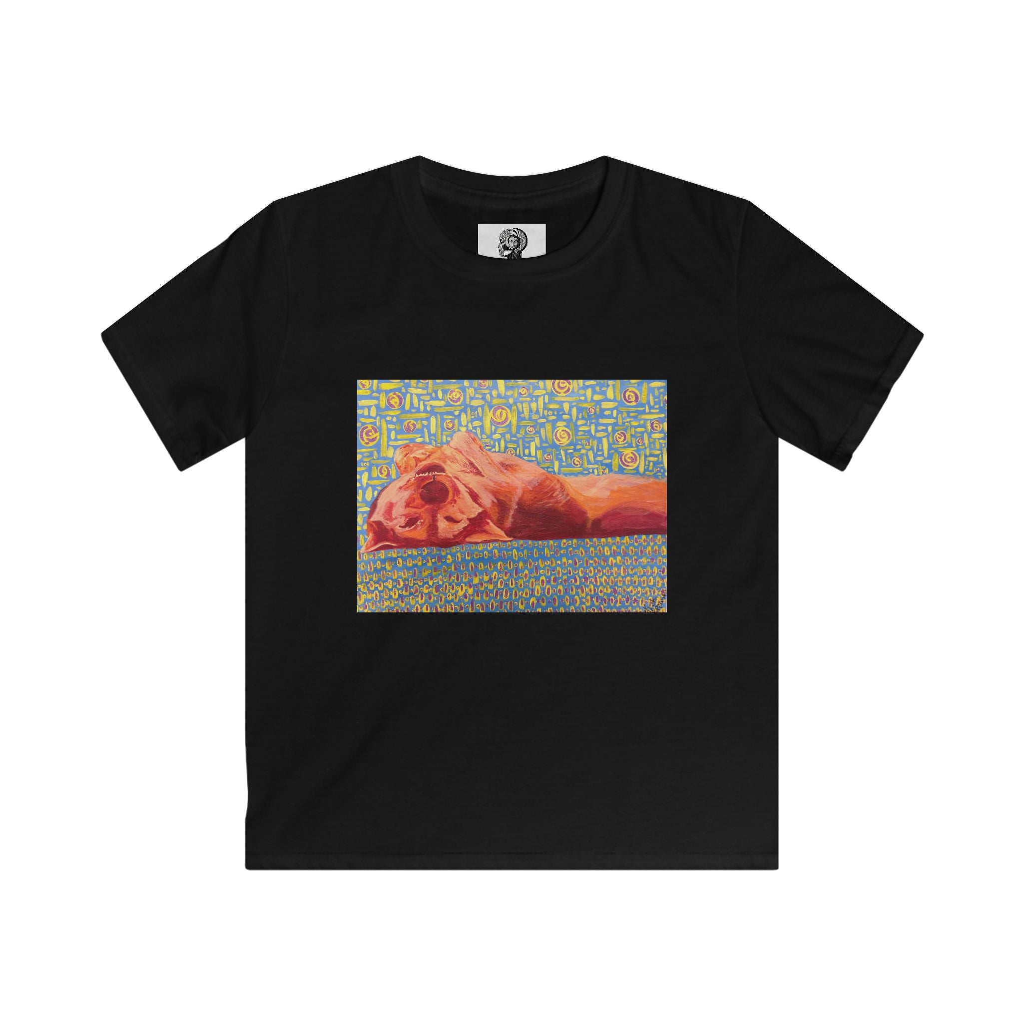 Dog on Back - Kids Tee — Colorful Sleeping Dog Art Print
