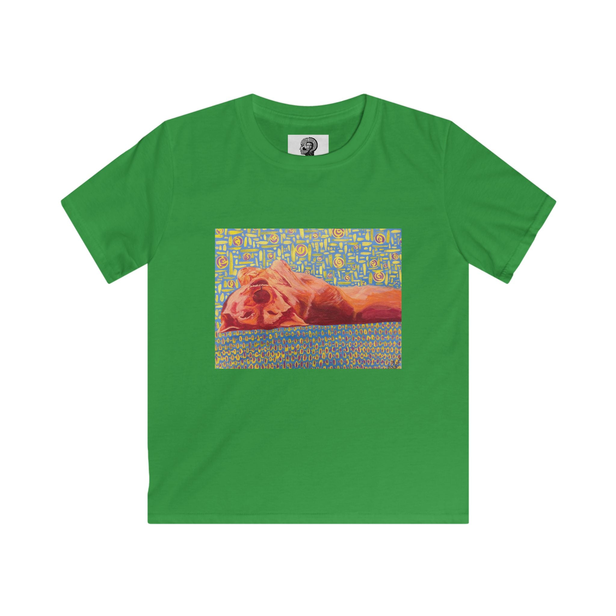 Dog on Back - Kids Tee — Colorful Sleeping Dog Art Print