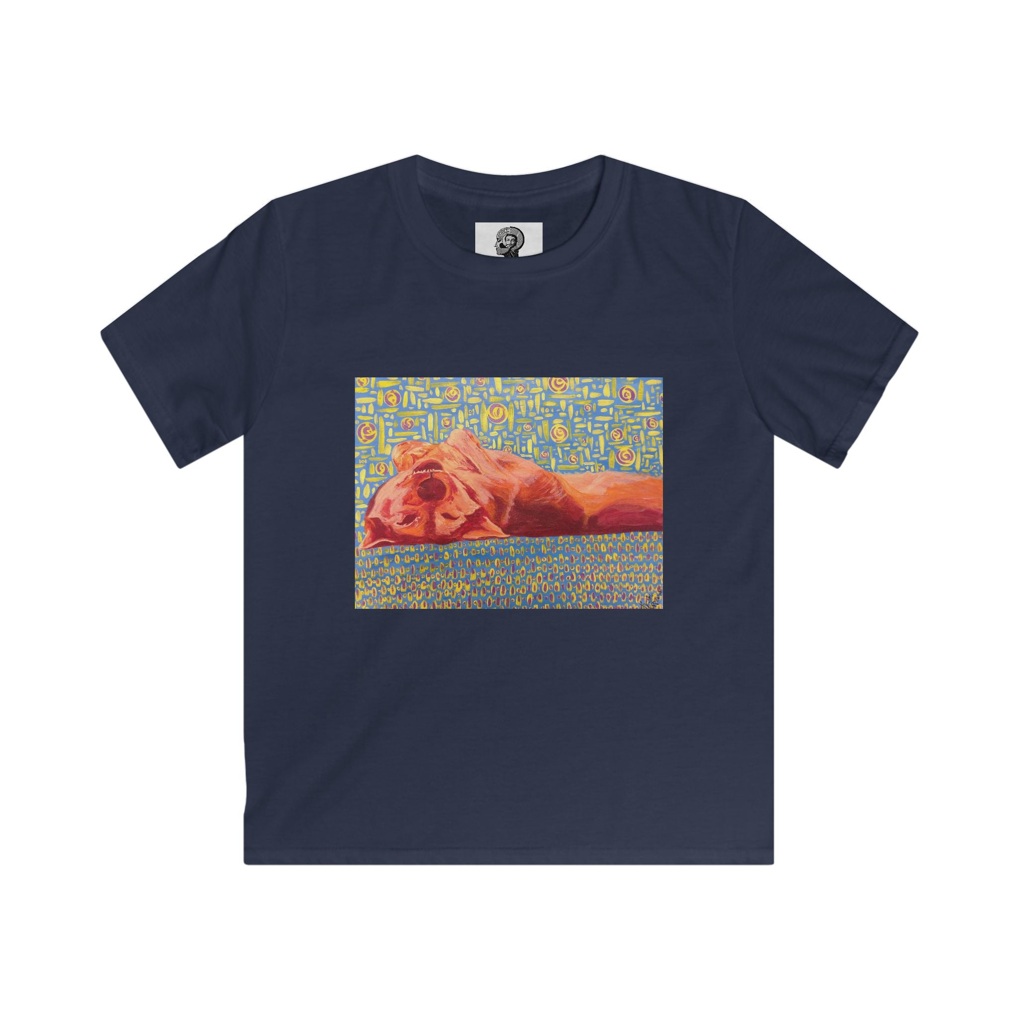 Dog on Back - Kids Tee — Colorful Sleeping Dog Art Print