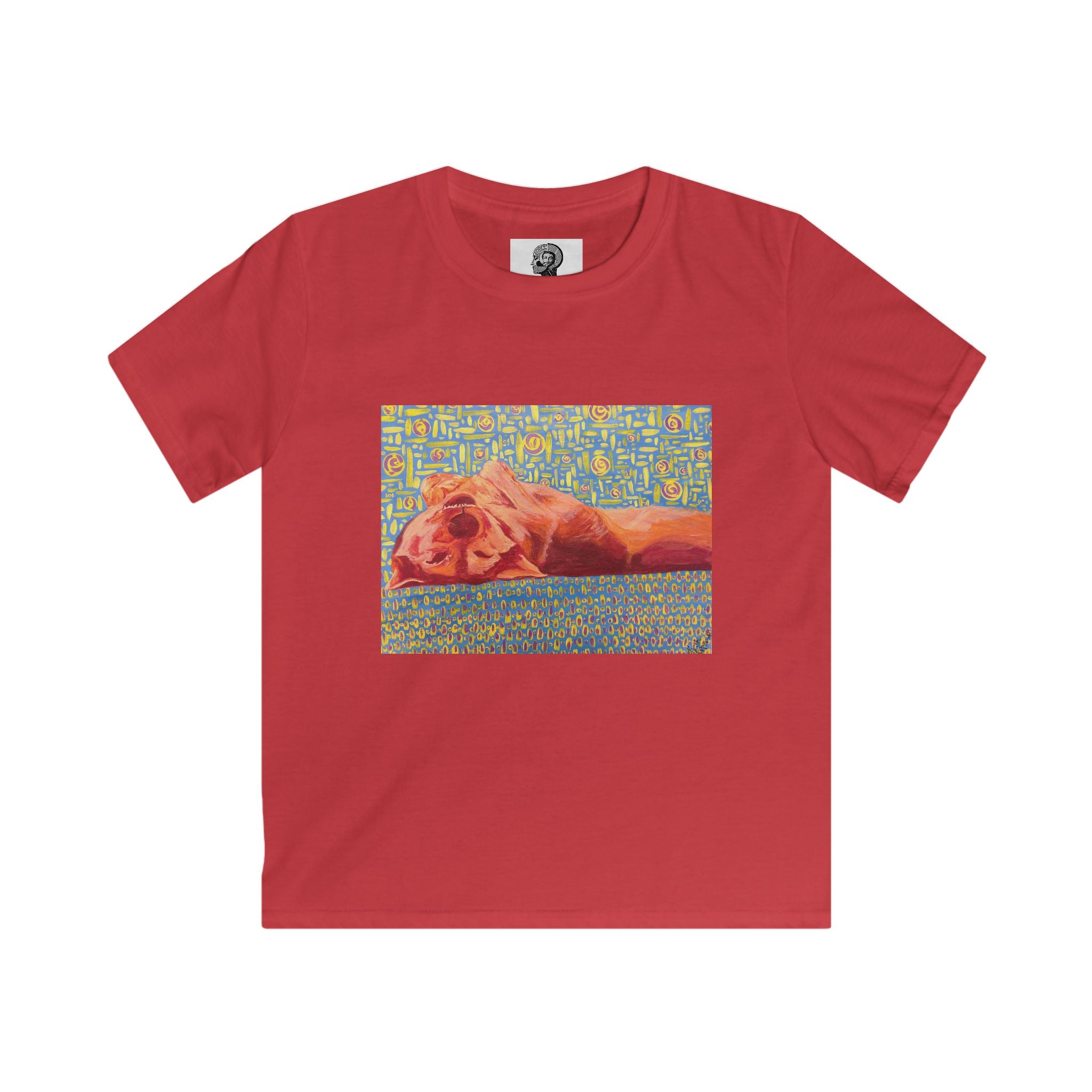 Dog on Back - Kids Tee — Colorful Sleeping Dog Art Print