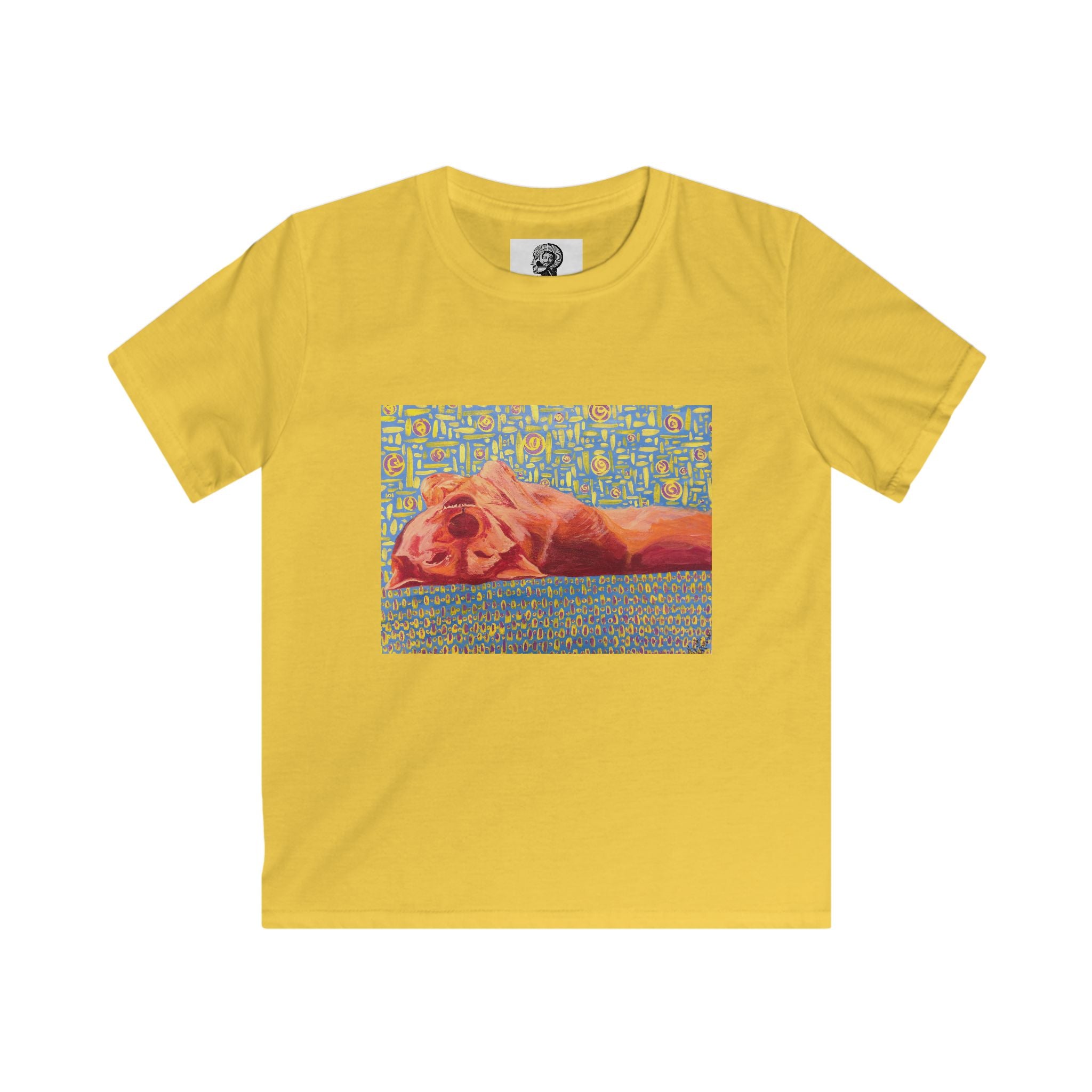 Dog on Back - Kids Tee — Colorful Sleeping Dog Art Print