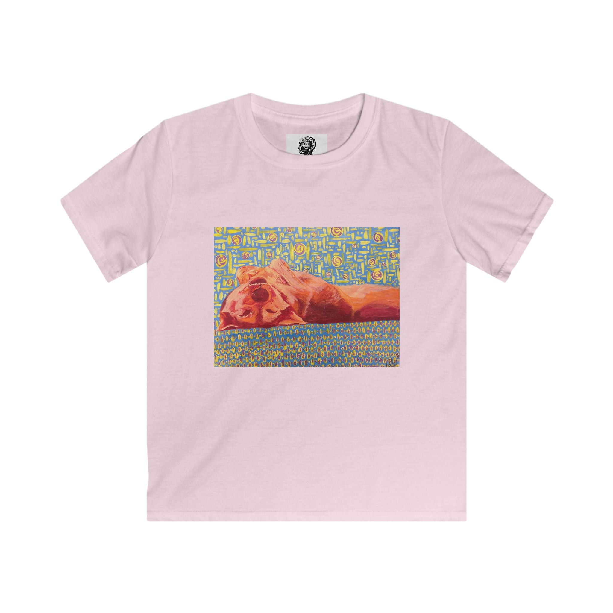 Dog on Back - Kids Tee — Colorful Sleeping Dog Art Print