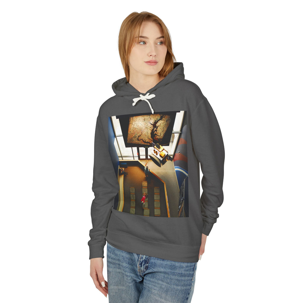 Air and Space - Surreal Stairwell Photo Hoodie — Vintage Elevator Art Pullover