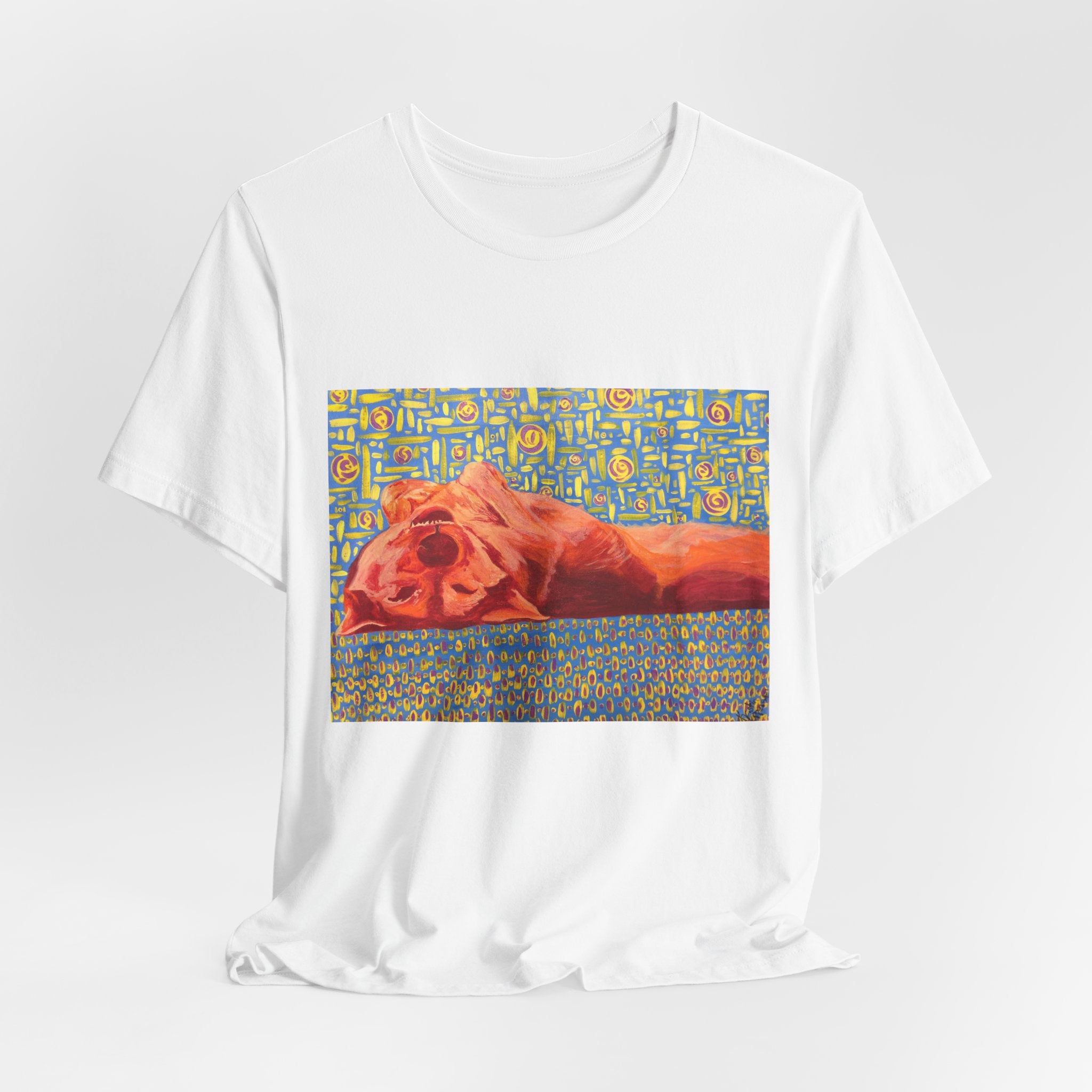 Dog on Back - Sleeping Dog Art Tee — Colorful Pop Art T-Shirt