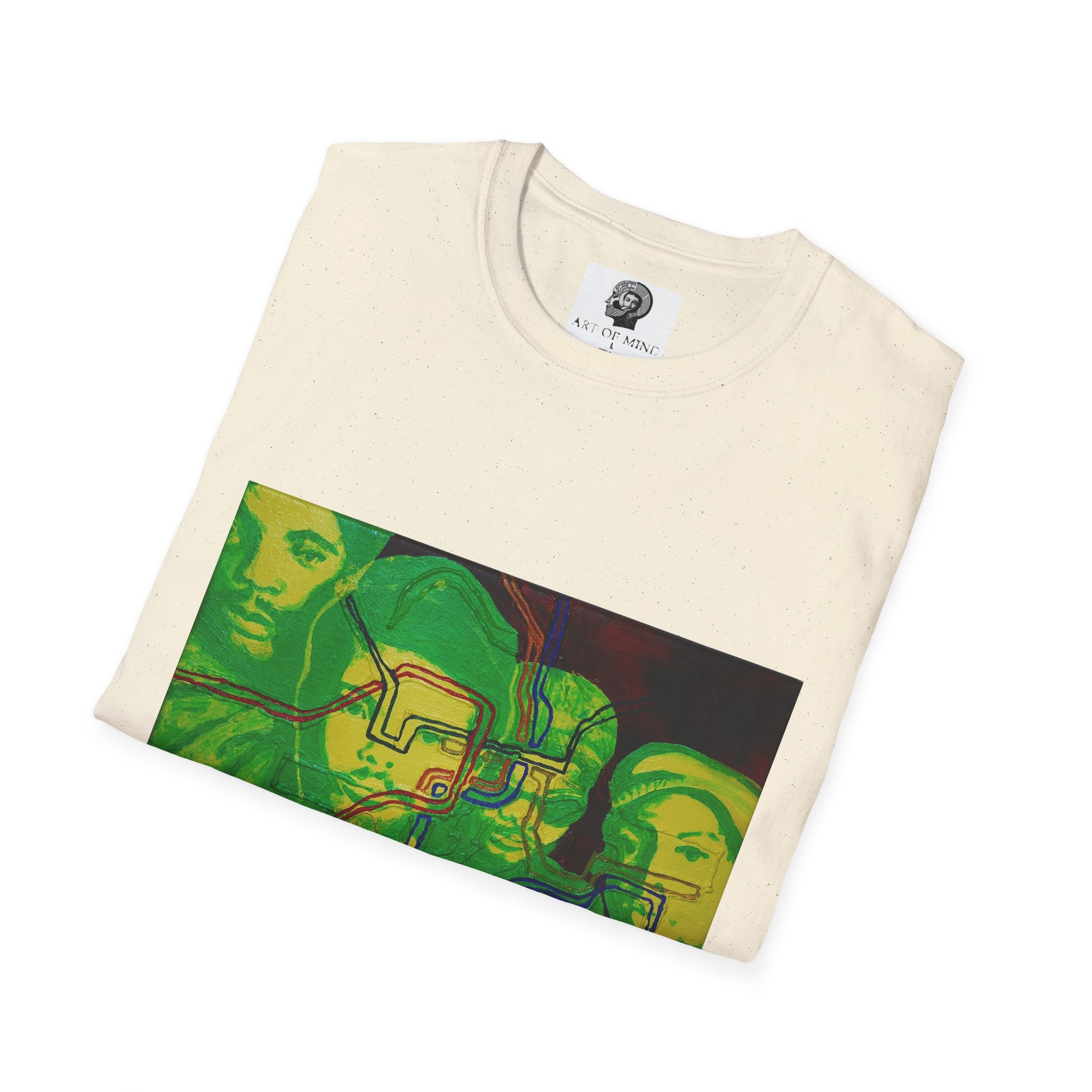 Bad Brains - Abstract Green Portrait T-Shirt — Surreal Layered Faces Art Tee