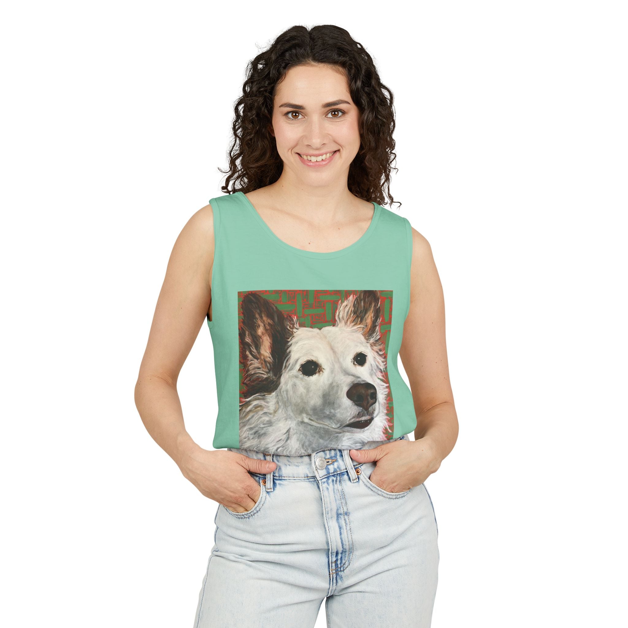 WhiteDog Portrait - Tank Top with Pop-Art Dog Portrait — Cute Pet Graphic Tank
