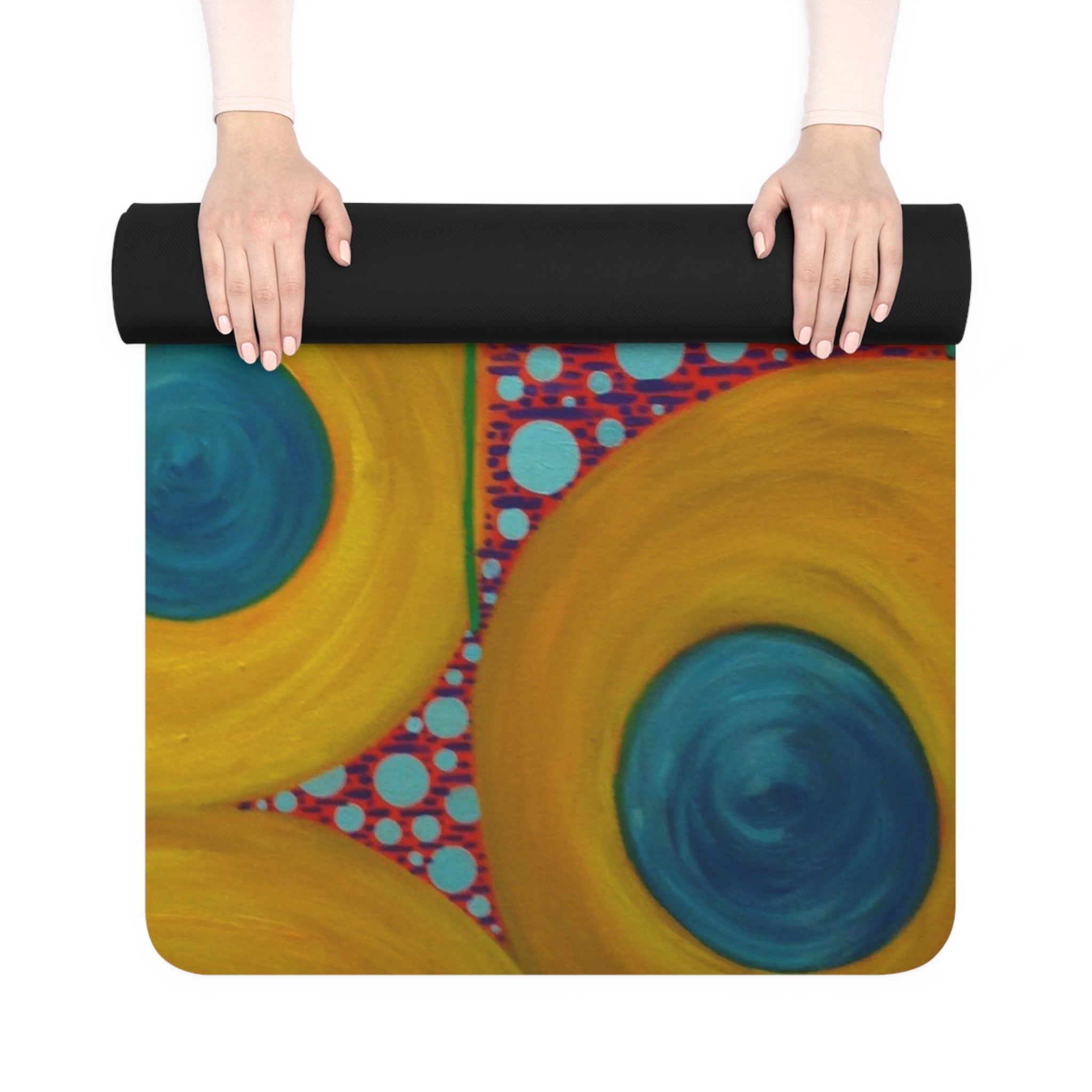Circumpunct - Abstract Sunflower Rubber Yoga Mat — Bright Floral Art Yoga Mat
