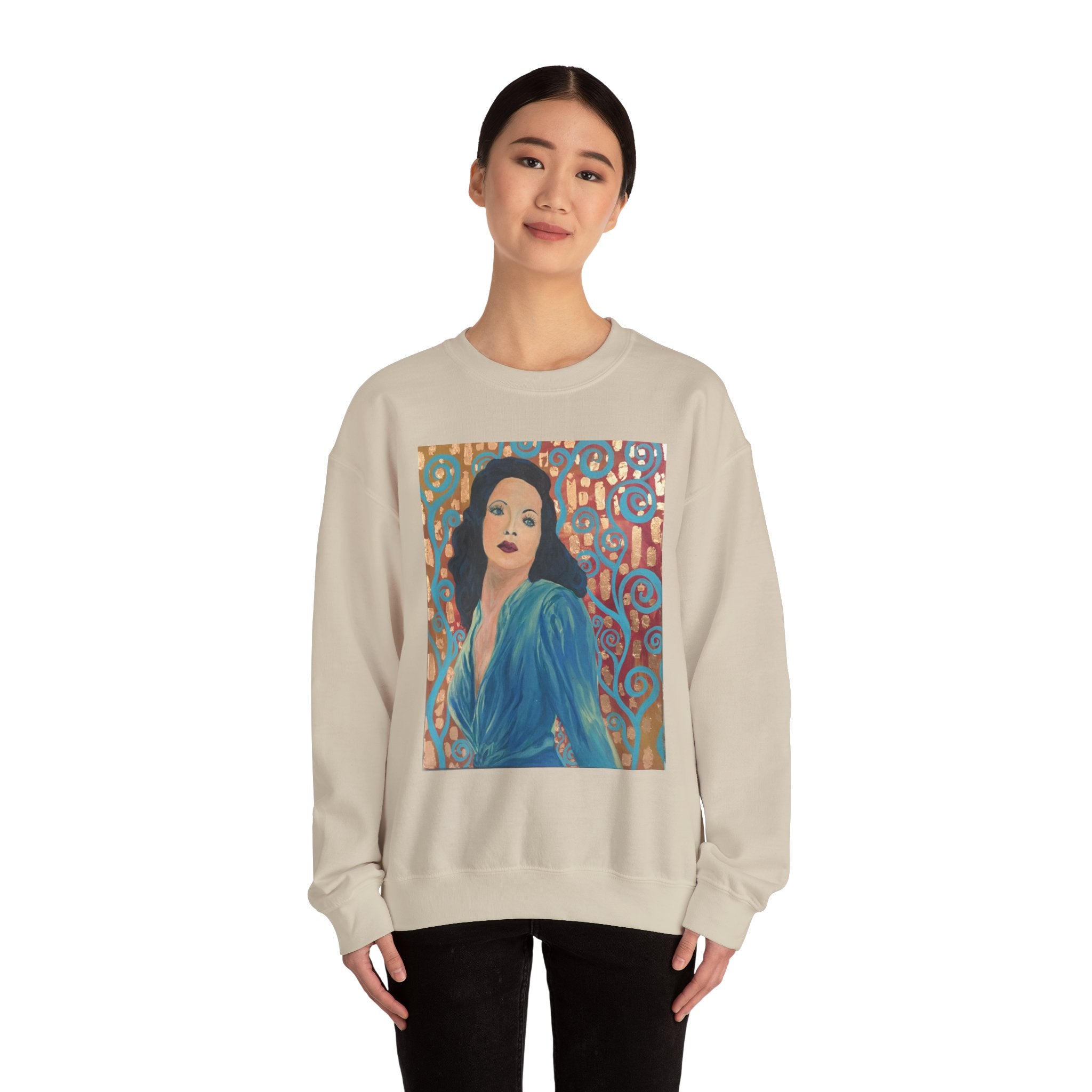 Gene Tierney Portrait Adult Sweatshirt — Painted Pop-Art Vintage Actress Crewneck