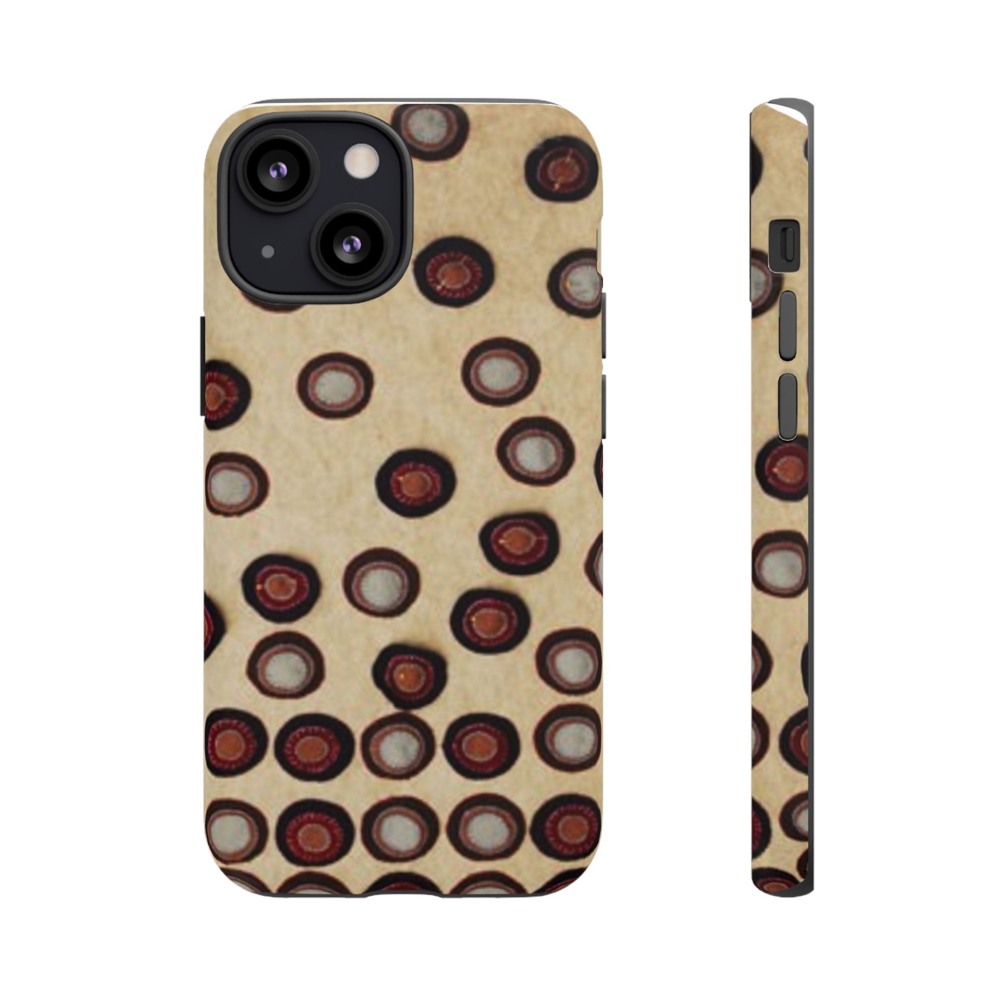Penny Rug - Retro Dot Pattern Phone Case — Vintage Beige Circles Protective Cover